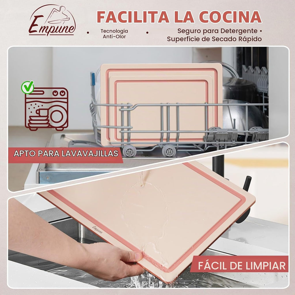 Empune - Juego de tabla de cortar de plástico, tablas de cortar de...