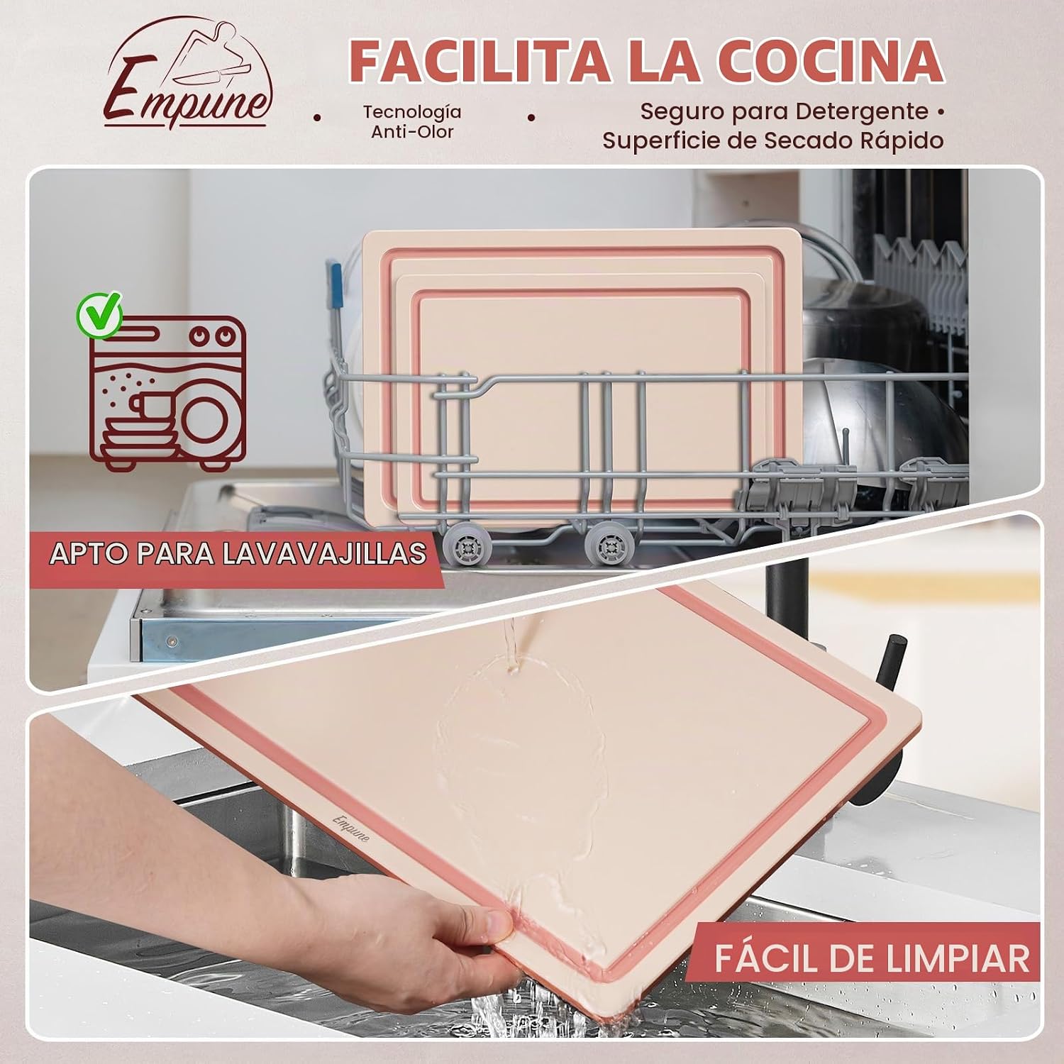 Empune - Juego de tabla de cortar de plástico, tablas de cortar de...