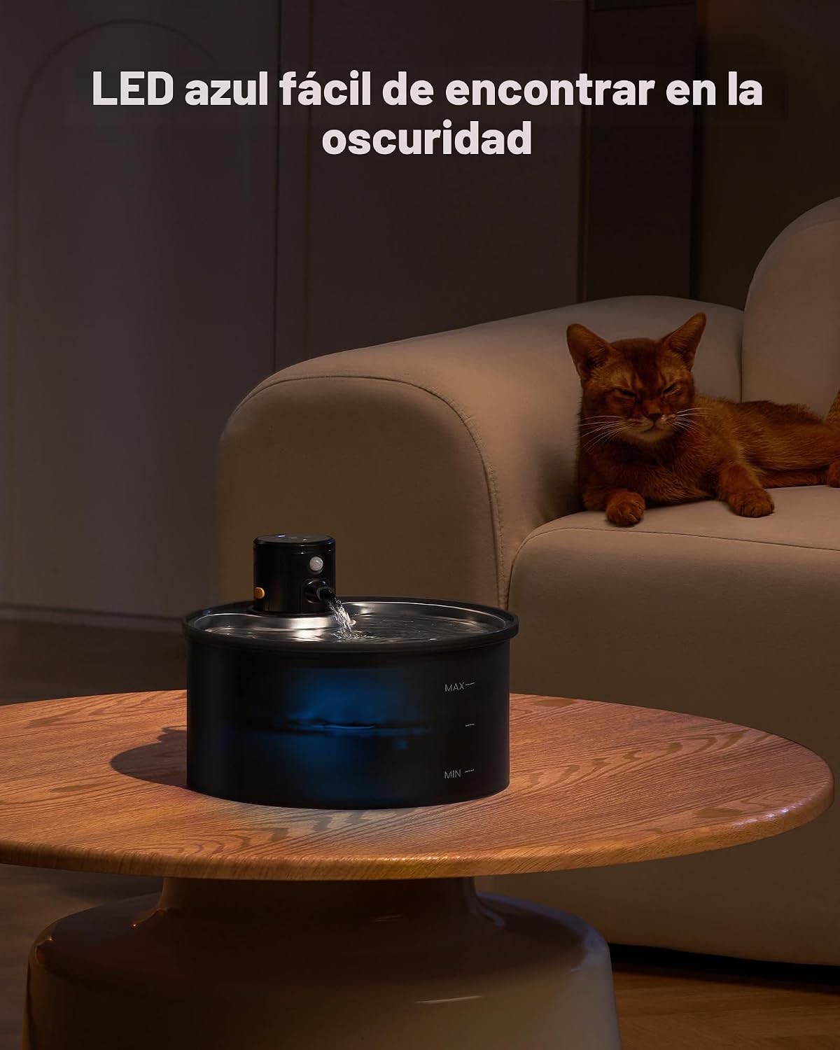 Fuente de Agua para Gatos Inalámbrica Sin Cable: 3.2L\/108oz Operad...