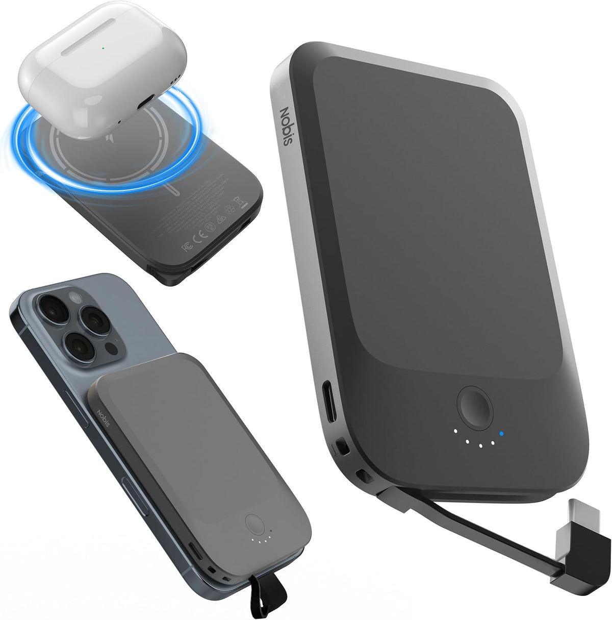 NOBIS Cargador portátil, banco de energía de 45 W 20000 mAh y banco...