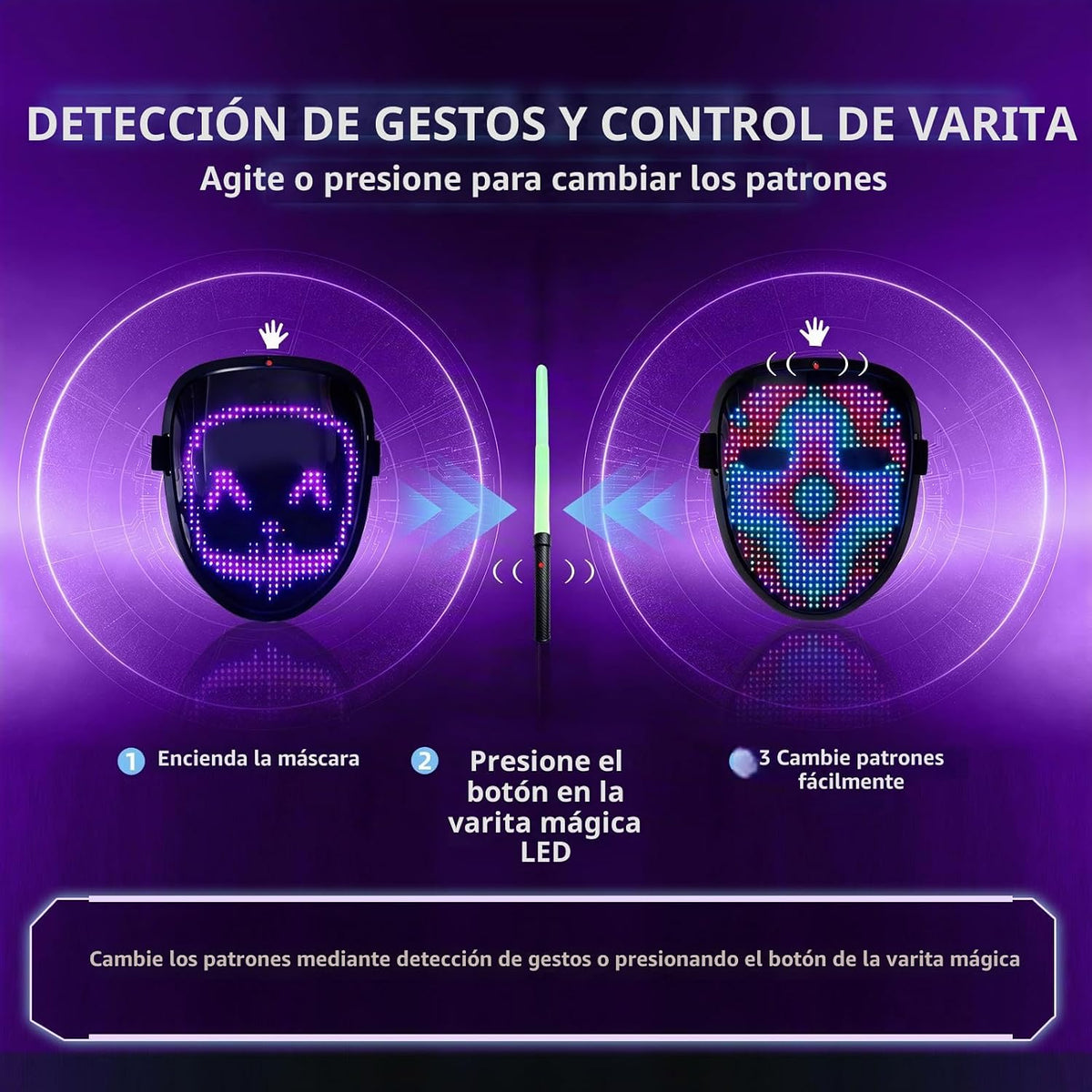 JDBMAOYE Máscara LED y varita mágica, juguetes de varita con máscar...