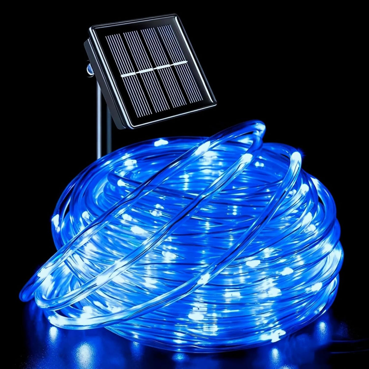 QITONG Guirnalda de luces solares azules, tira de 200 luces LED de...