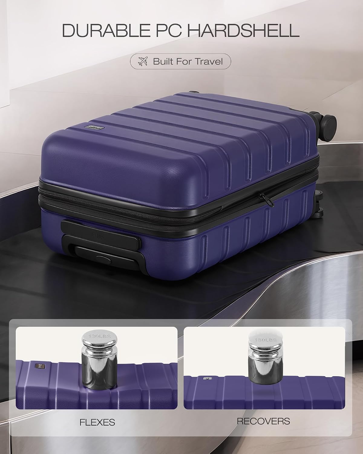 Coolife Juego de equipaje, 3 piezas de carcasa dura ligera y durade...