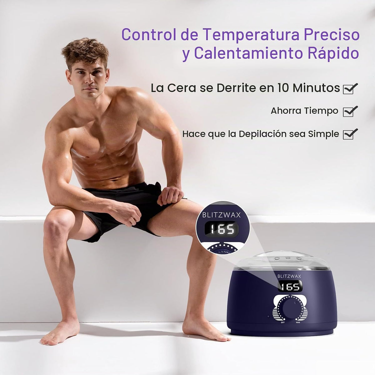 BLITZWAX Olla de cera individual, calentador de cera dura para cara...