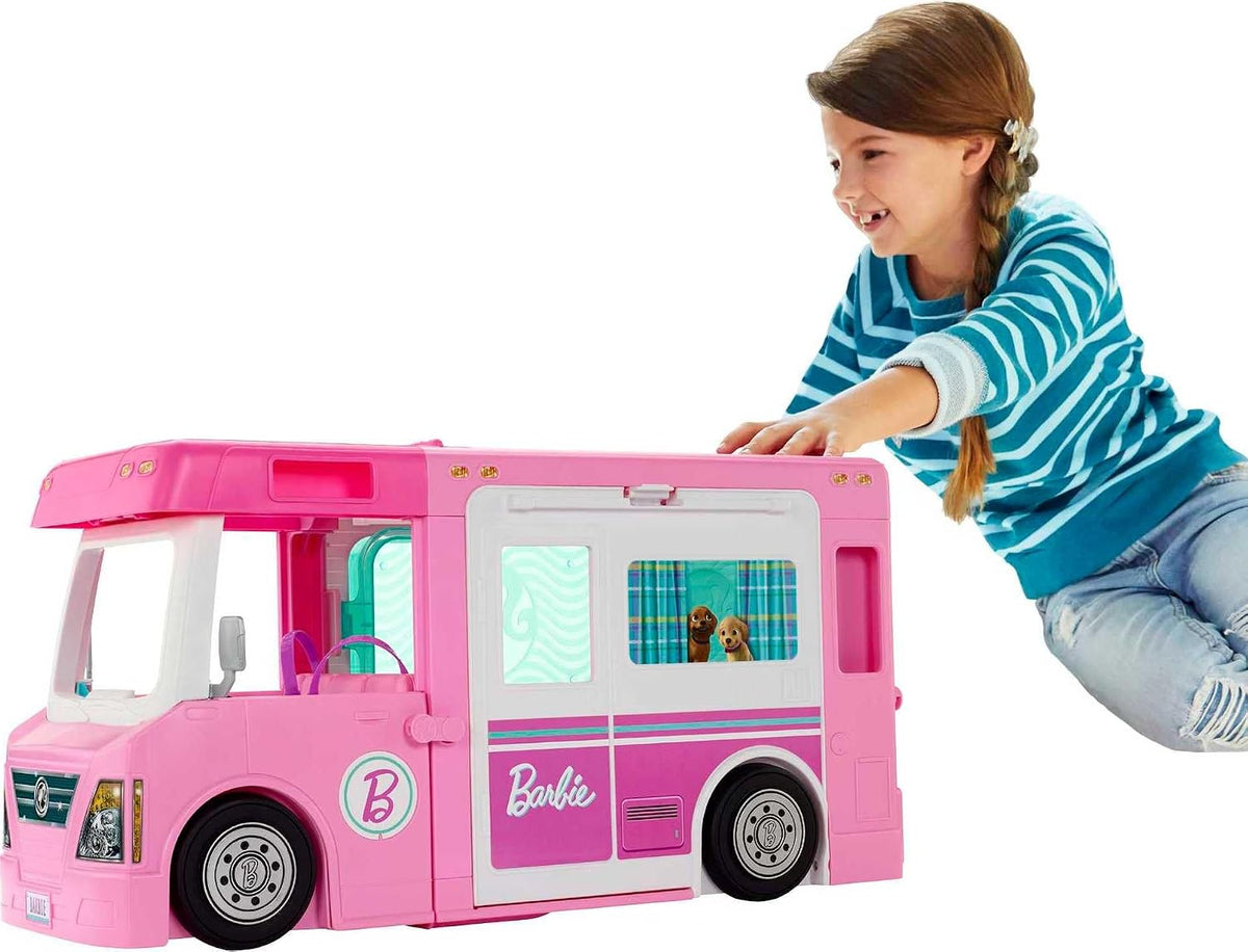 Barbie Camper, juego de muñecas con 50 accesorios | Se transforma e...