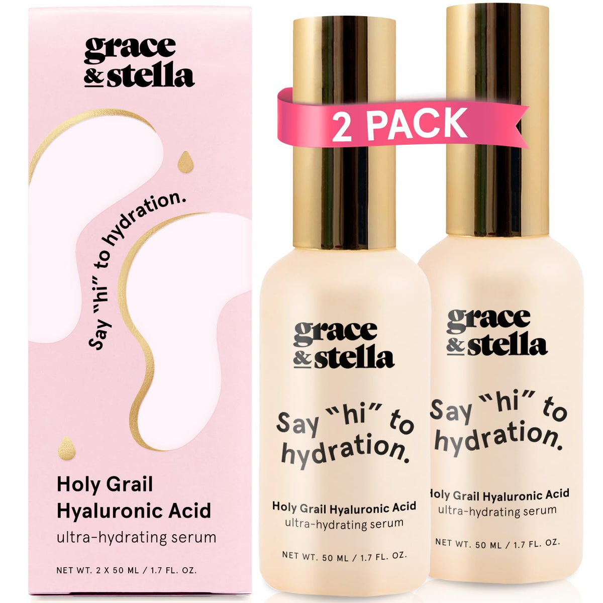 grace &amp; stella Premiado suero de ácido hialurónico (50 ml\/1.7...