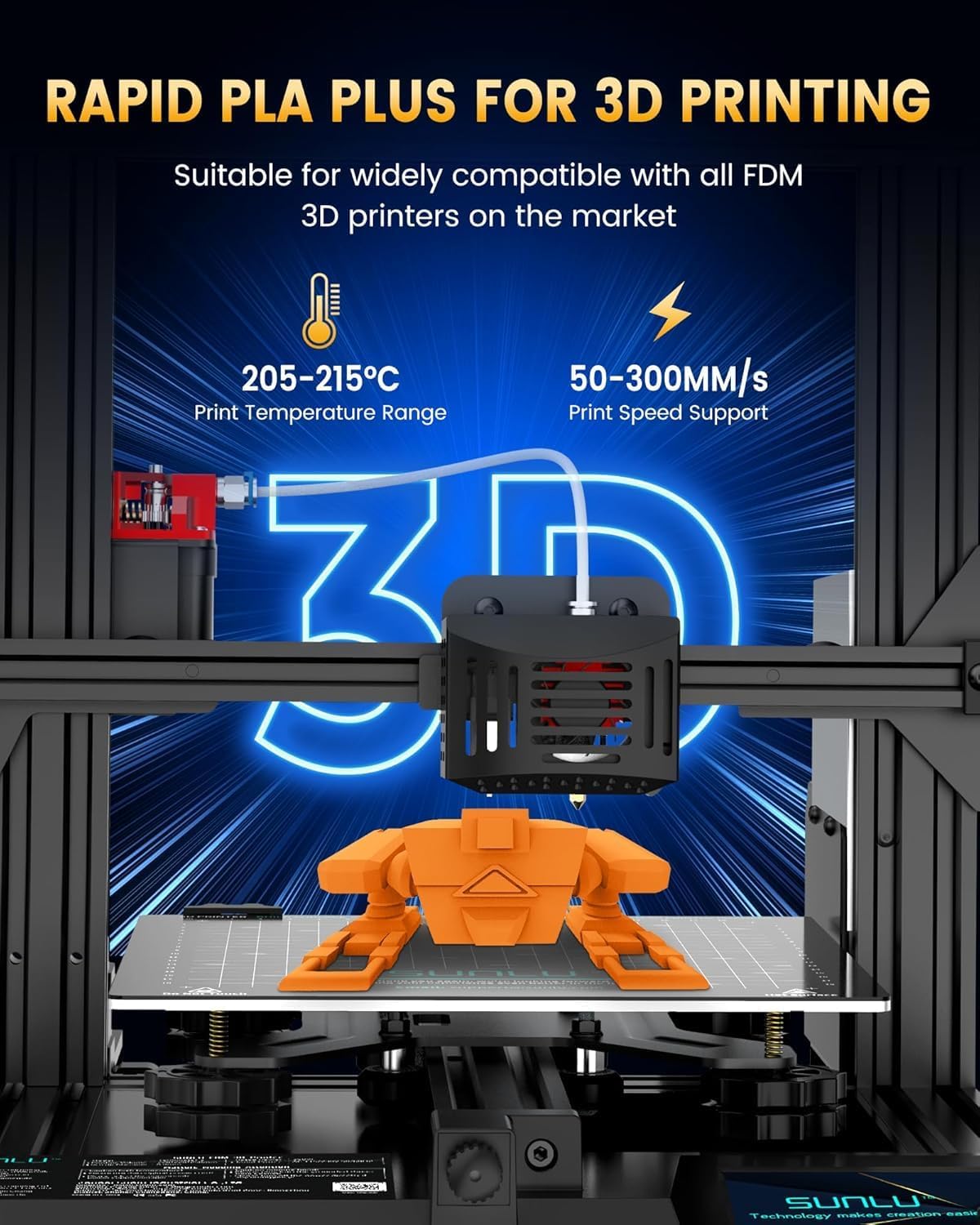 SUNLU Filamento de impresora 3D PLA+2.0, paquete multicolor, 8 colo...