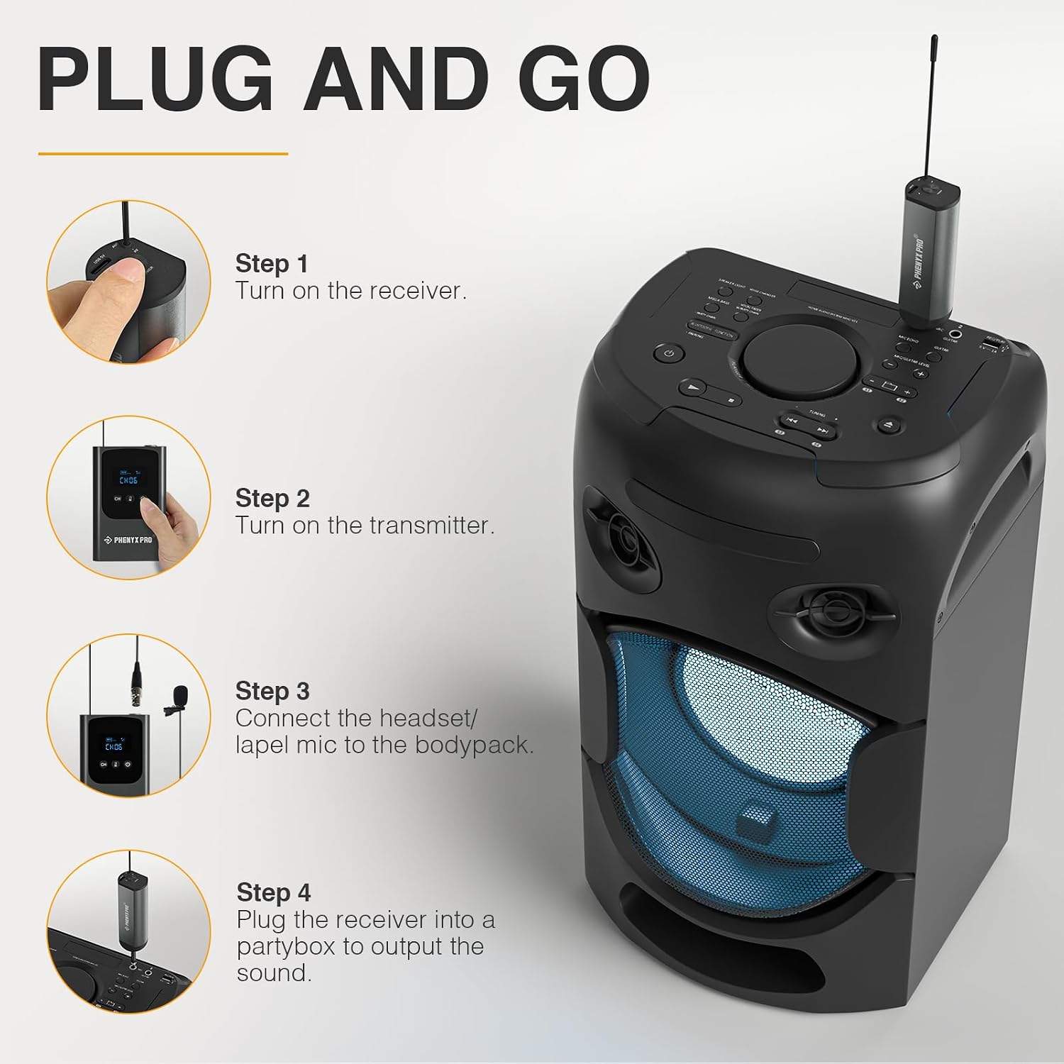 Phenyx Pro Sistema de micrófono de solapa/auricular digital único P...