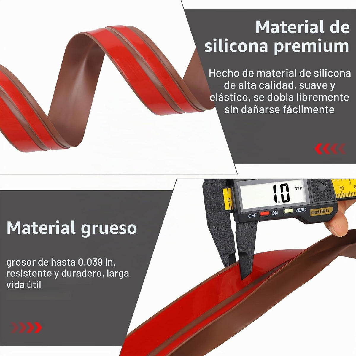 Benory Burlete de silicona en forma de T, marrón, 1.38 pulgadas de...