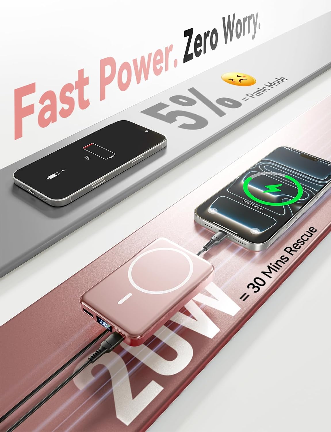 Cargador portátil magnético de 10000 mAh, carga rápida para batería...