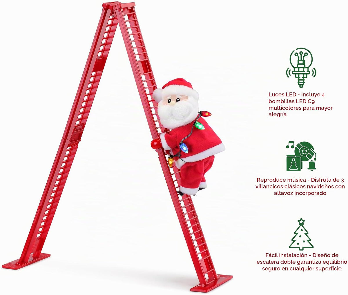 Mr. Christmas Miniatura Super Trepador Musical Decoración Navideña...