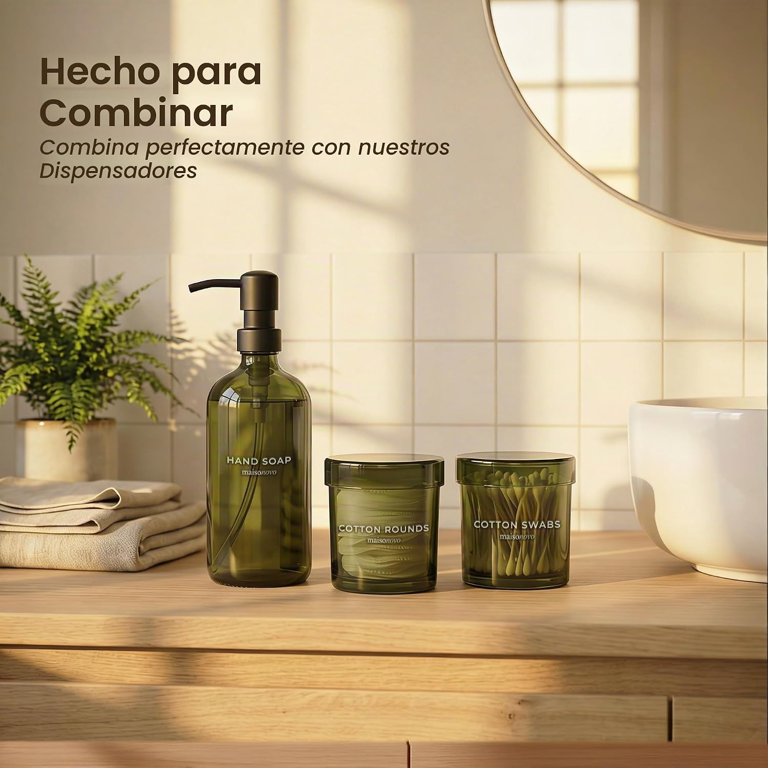 MaisoNovo Recipientes de vidrio para baño con tapas (hermético), so...