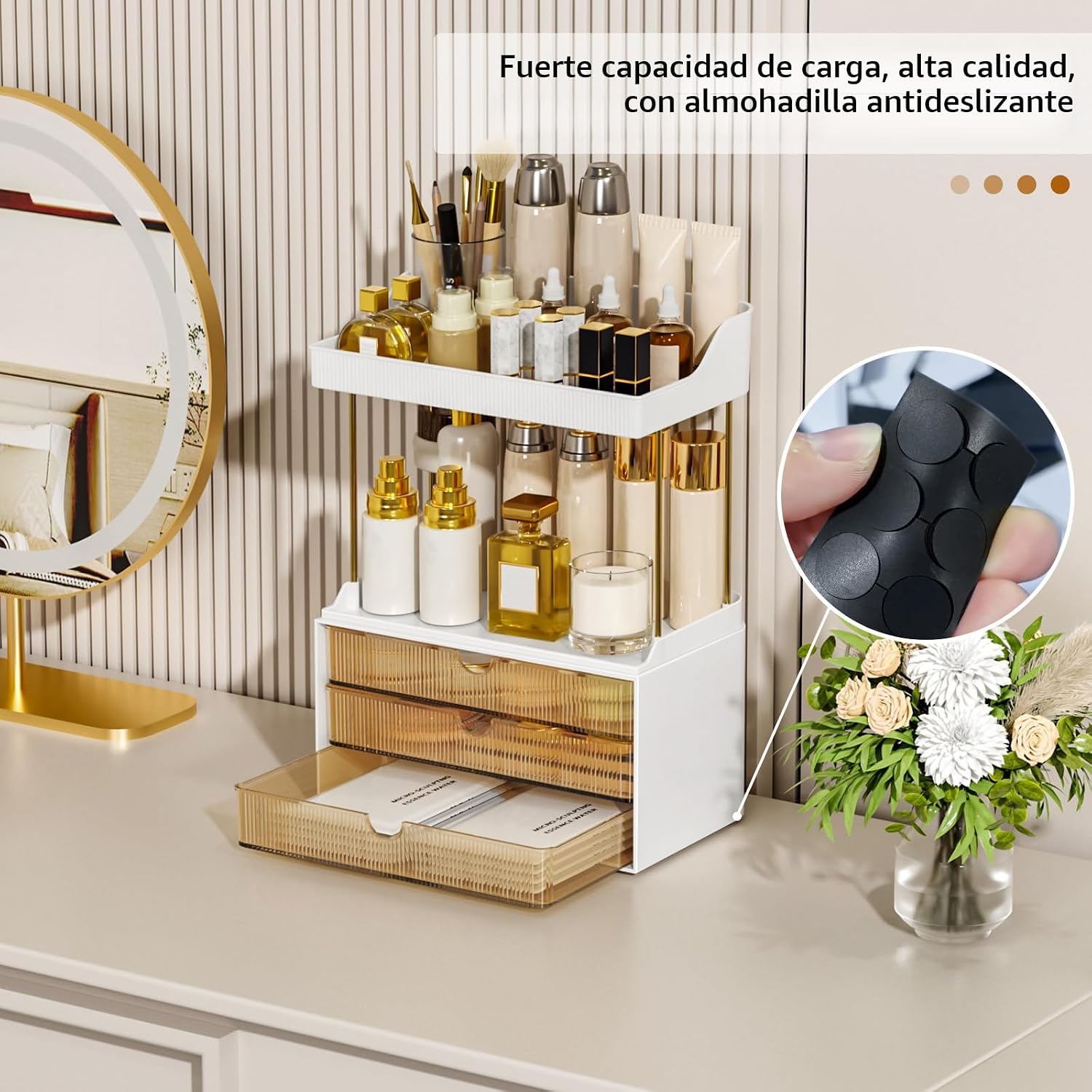 StorBin Organizador de maquillaje de 3 cajones grandes, organizador...