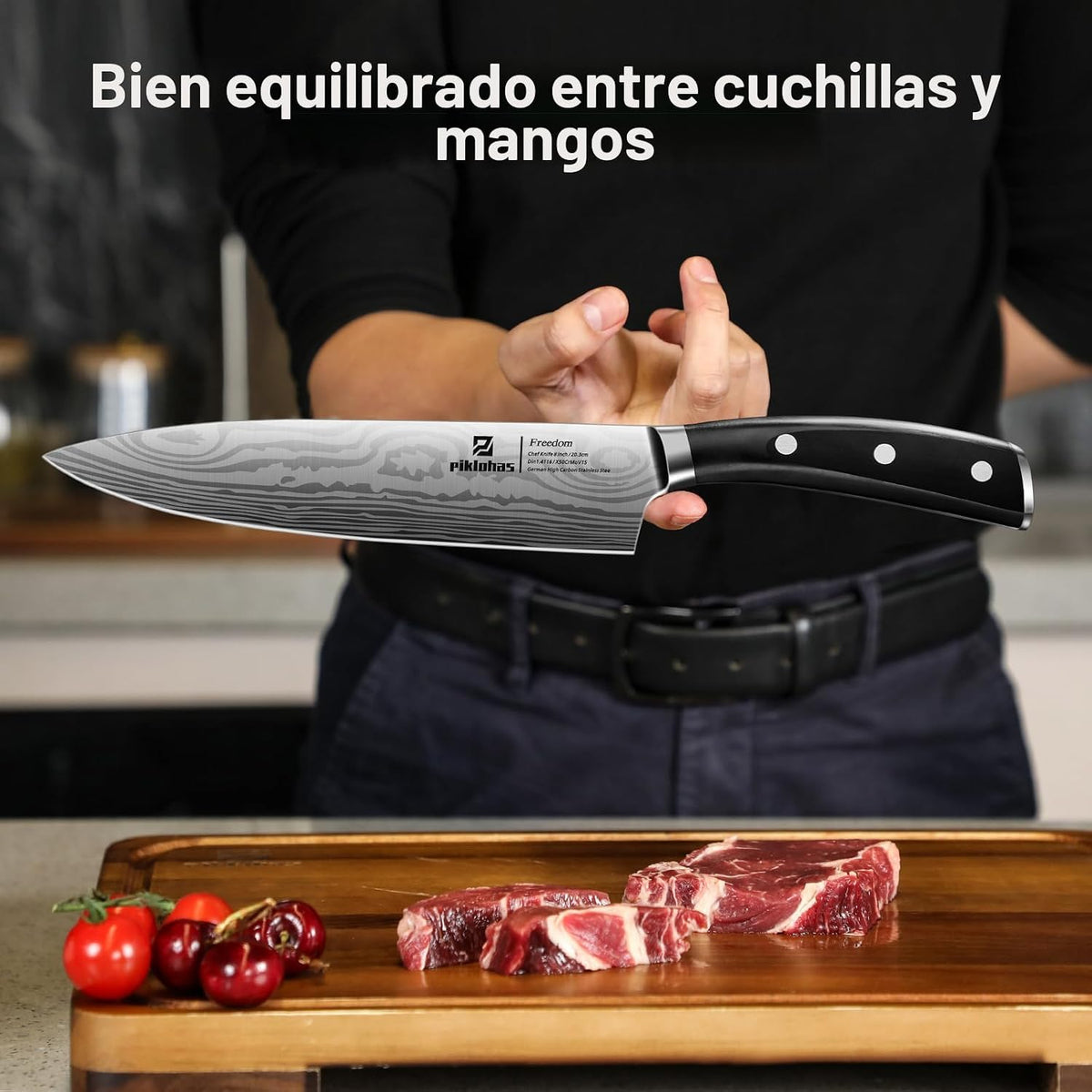 Piklohas Juego de cuchillos para cocina con bloque, 17 piezas con s...