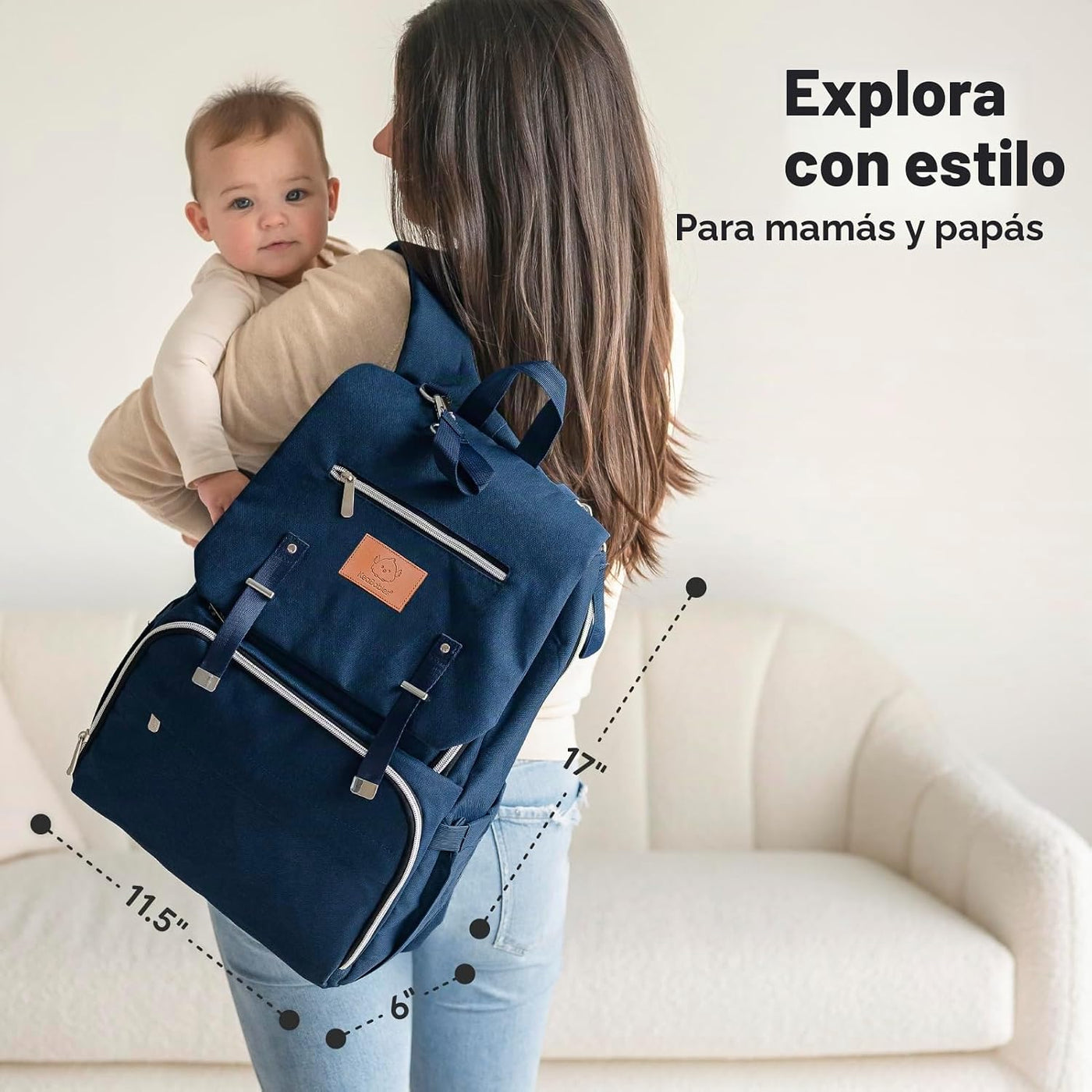KeaBabies Mochila para pañales para bebé con cambiador, grande (azu...