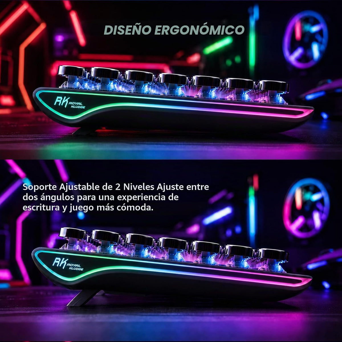 RK ROYAL KLUDGE S108 - Teclado mecánico de máquina de escribir, tec...