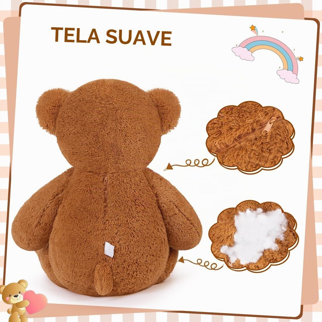 Oso de peluche gigante de 4 pies, lindo animal de peluche grande de...