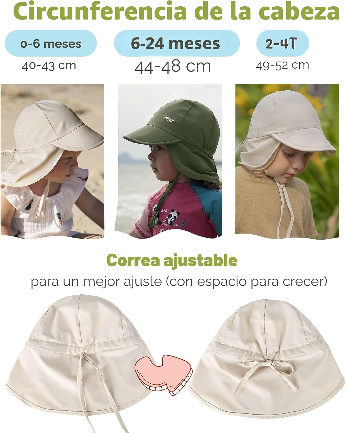 FURTALK Sombrero de sol para bebé con solapa en el cuello UPF 50+ s...