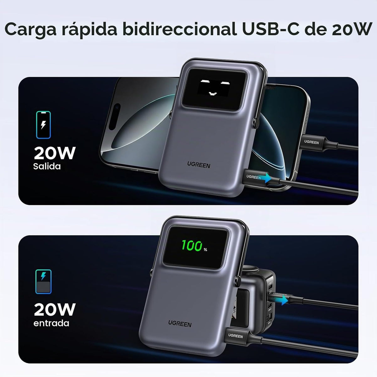 UGREEN Nexode Power Bank 20000mAh 130W cargador portátil paquete co...