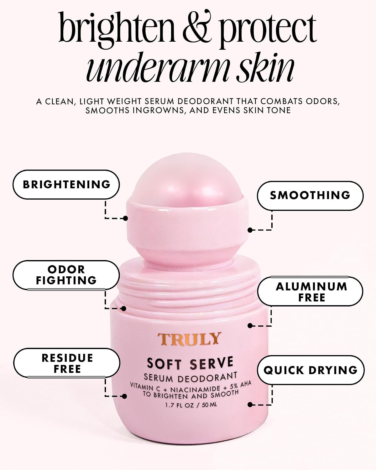 Truly Desodorante de suero Beauty Soft Serve | Desodorante AHA sin...