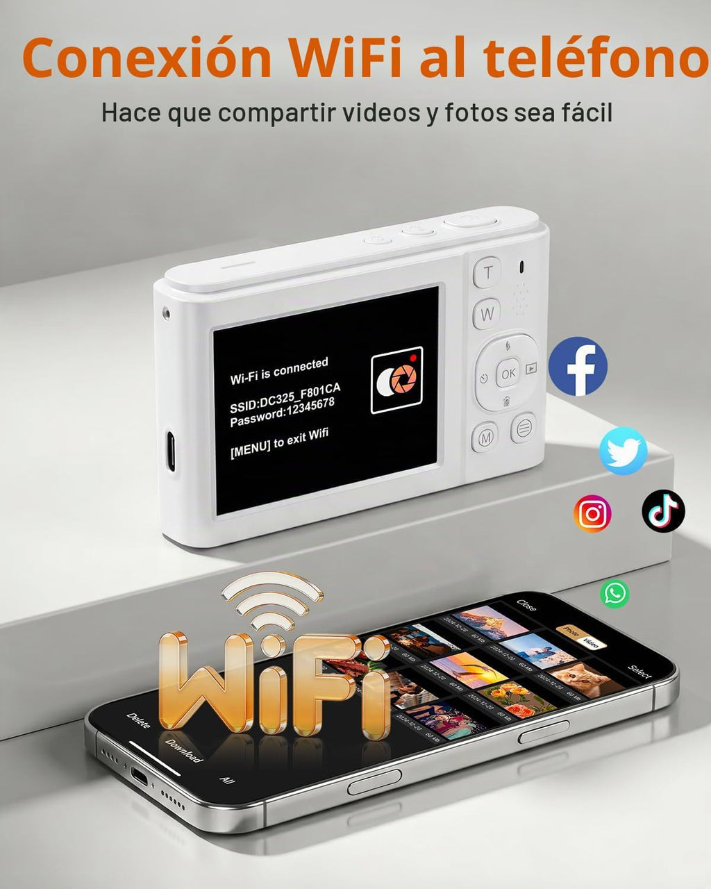 Cámara digital 8K para fotografía con WiFi, enfoque automático de 9...