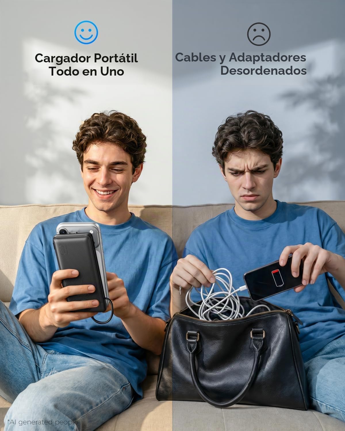 VEGER Cargador portátil para iPhone, Power Bank con cables integrad...