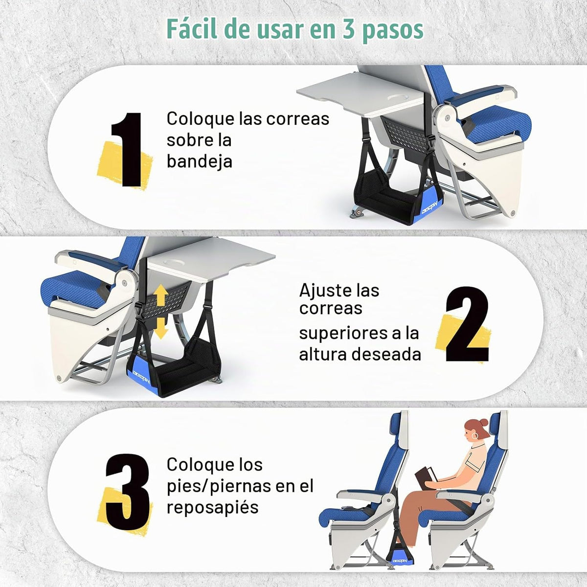 2 paquetes de hamaca para pies para viajes en avión, reposapiés de...
