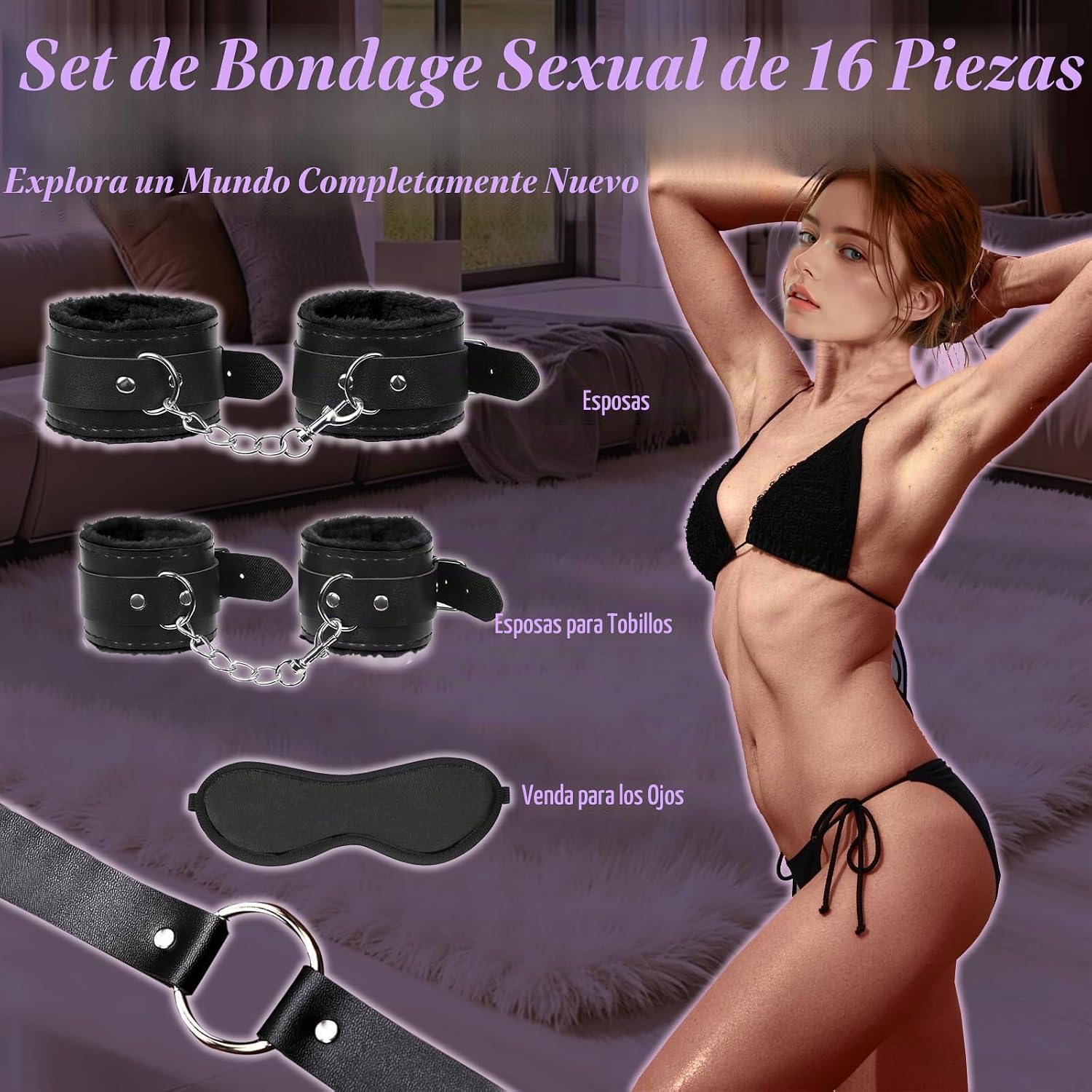 BDSM Bondage Kit de juguetes sexuales, 8 piezas, juego de bondage s...