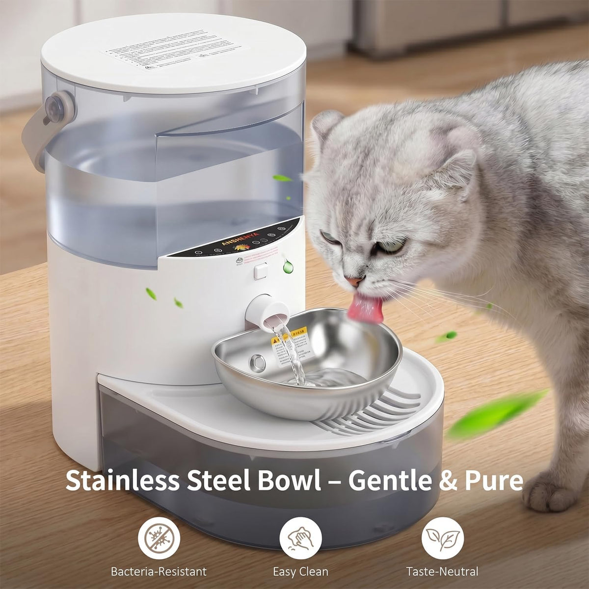 Fuente de agua inalámbrica para gatos, aguas residuales inalámbrica...