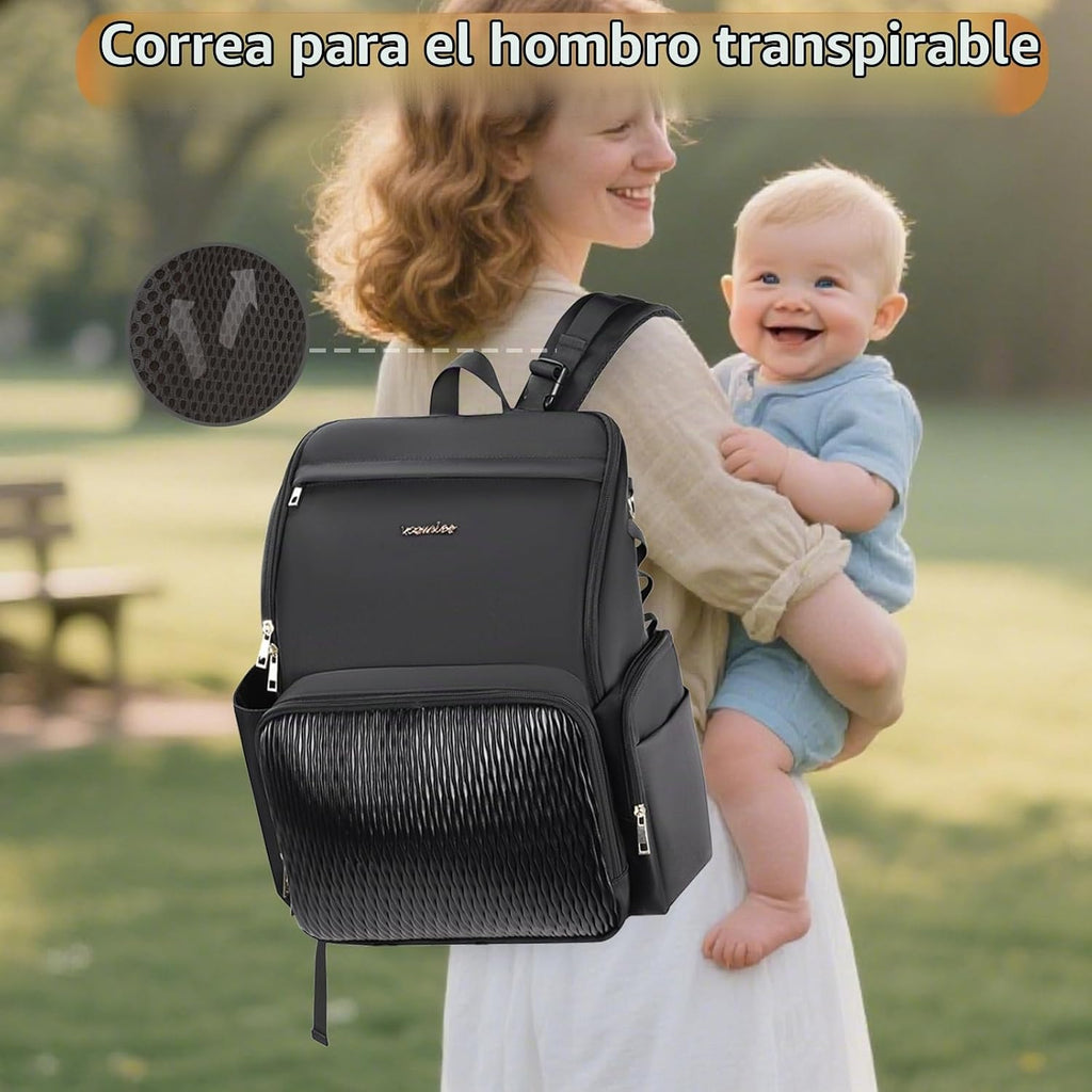 vosmles Elegante bolsa de pañales para bebé, bolsa de bebé con camb...