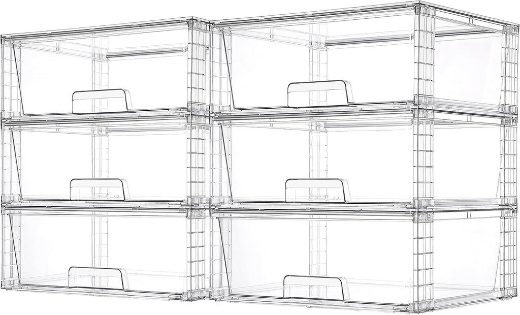 Vtopmart - Paquete de 6 cajones de almacenamiento apilables transpa...