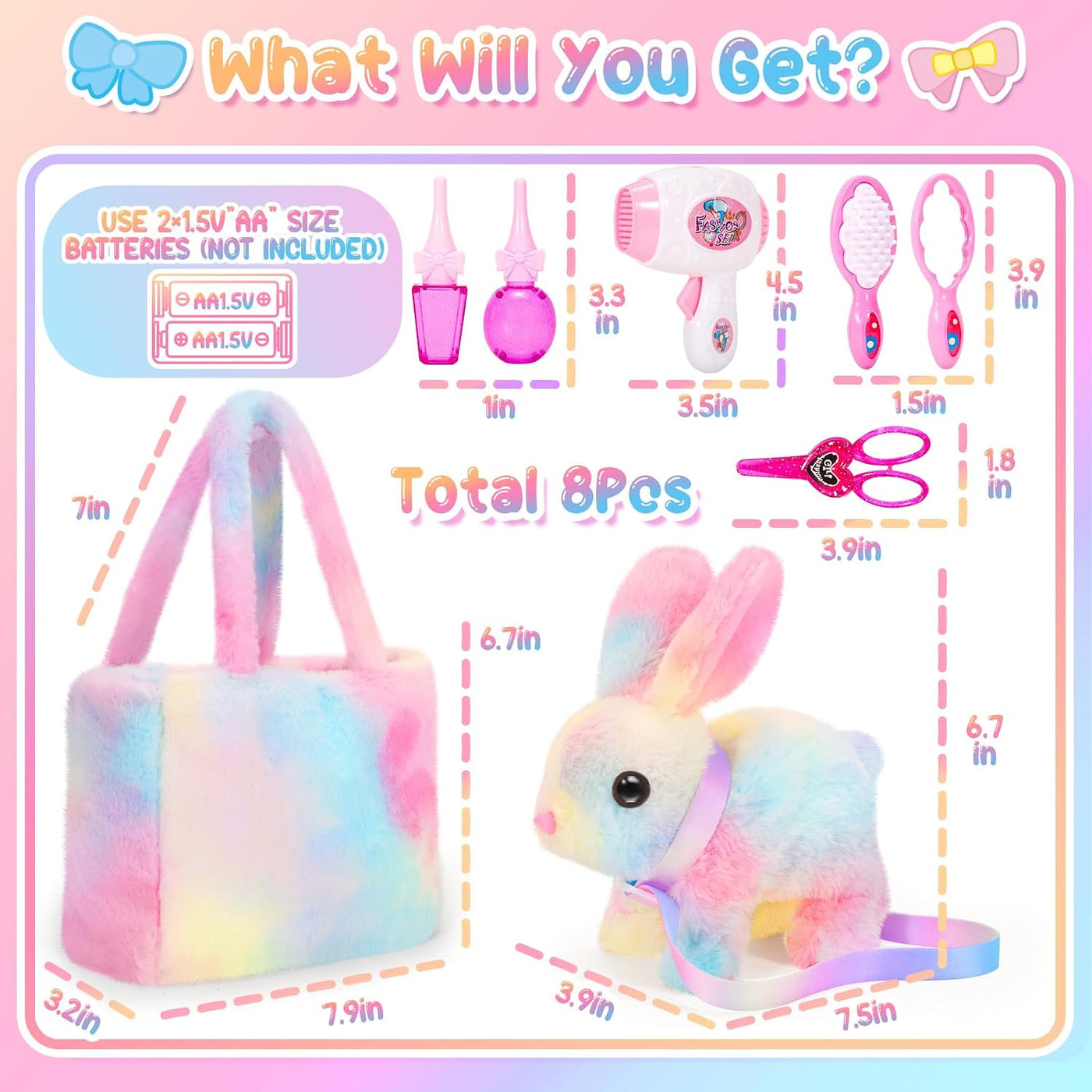 NINAOR Juguetes interactivos de peluche para niños con bolsas de ma...