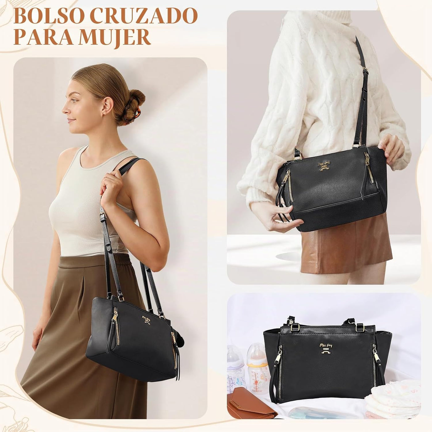 Miss Fong - Bolso pequeño para pañales tipo bandolera, bolso para p...
