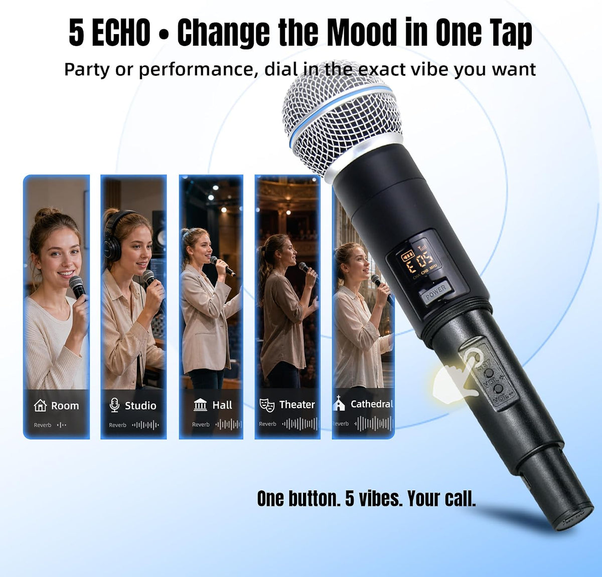 HAMAPA Micrófono inalámbrico de karaoke, micrófono inalámbrico dual...