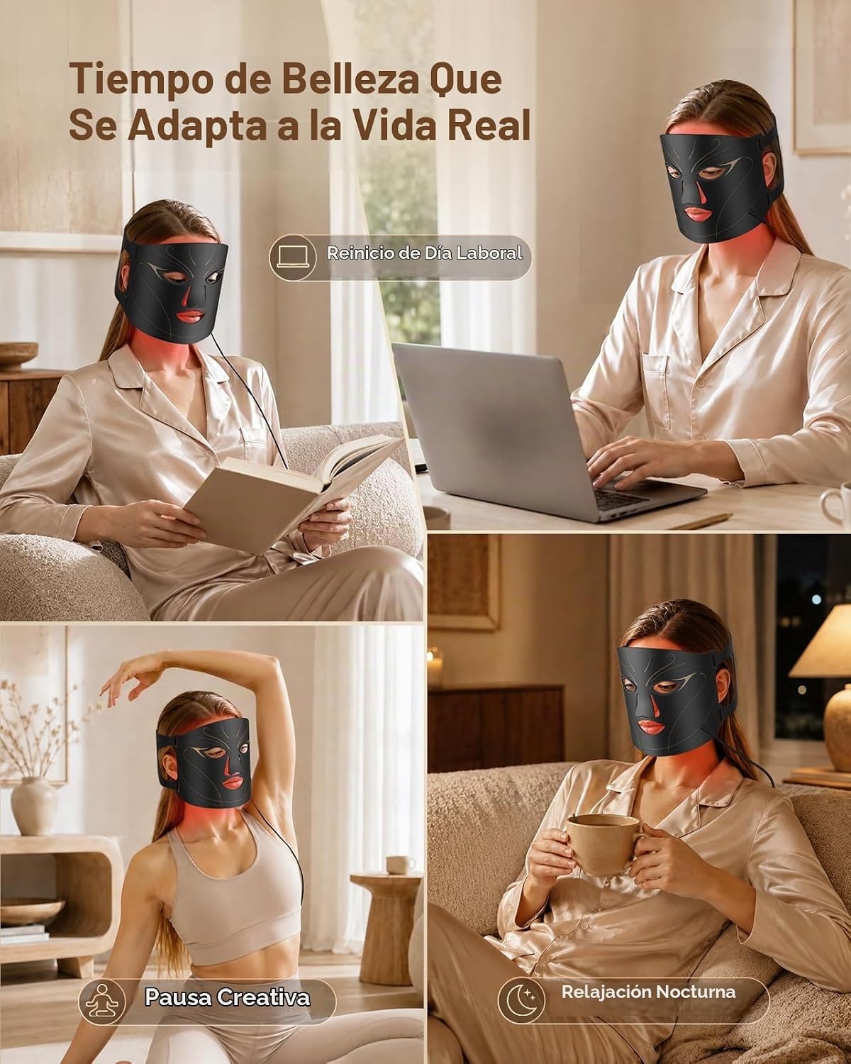 XSSNVV Terapia de luz roja para cara - Terapia de luz LED inalámbri...