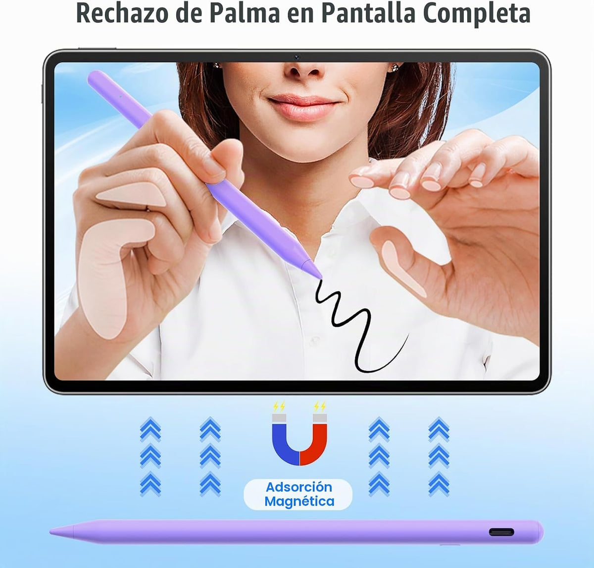 Lápiz óptico para iPad 2018-2026, USB C 8 minutos, 3 veces carga rá...