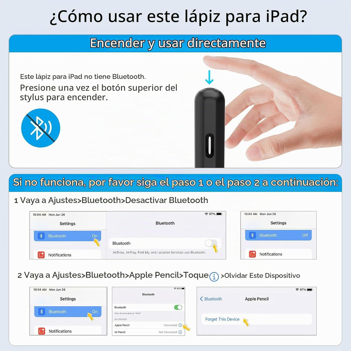 Lápiz óptico para iPad, lápiz capacitivo de carga rápida de 13 minu...