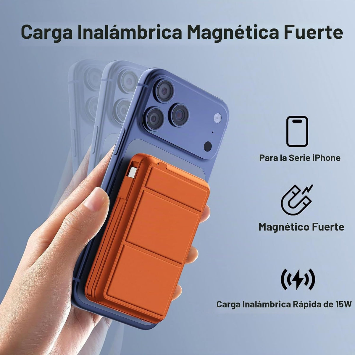 Azmuth para cargador portátil MagSafe, banco de energía magnético d...