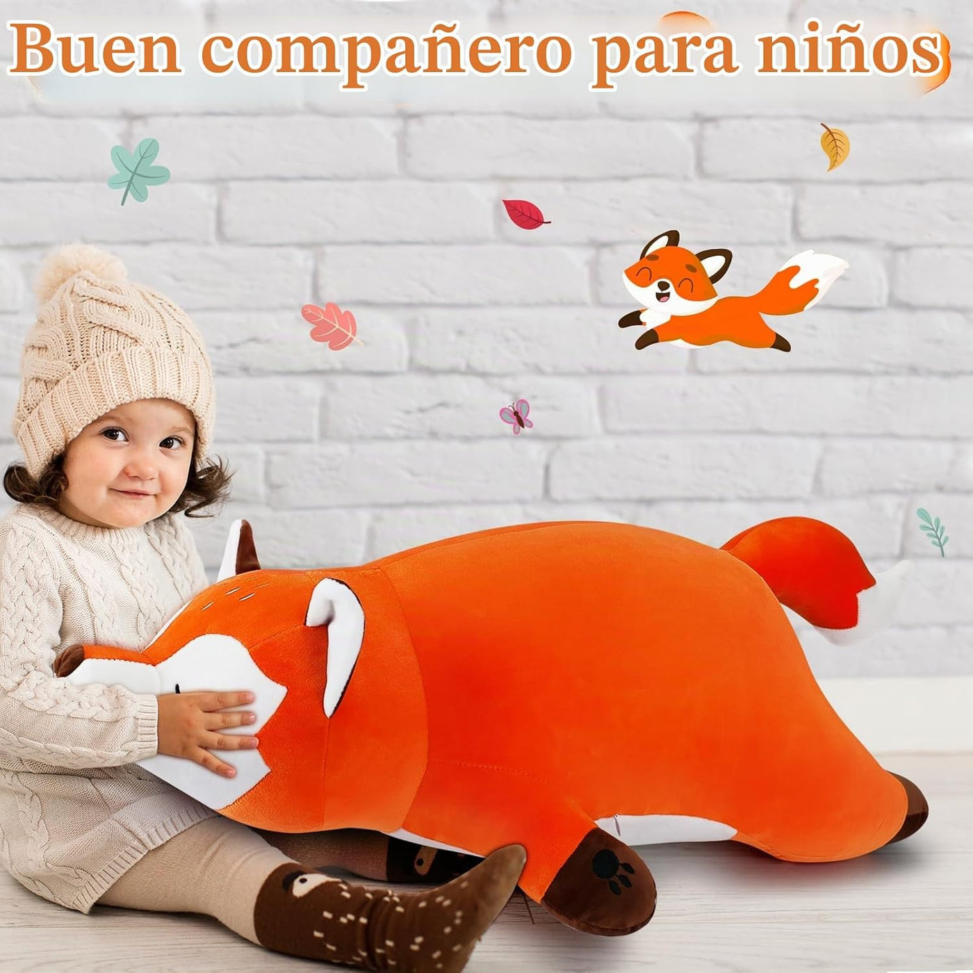 Peluche de zorro gigante de 30 pulgadas, almohada de felpa de zorro...