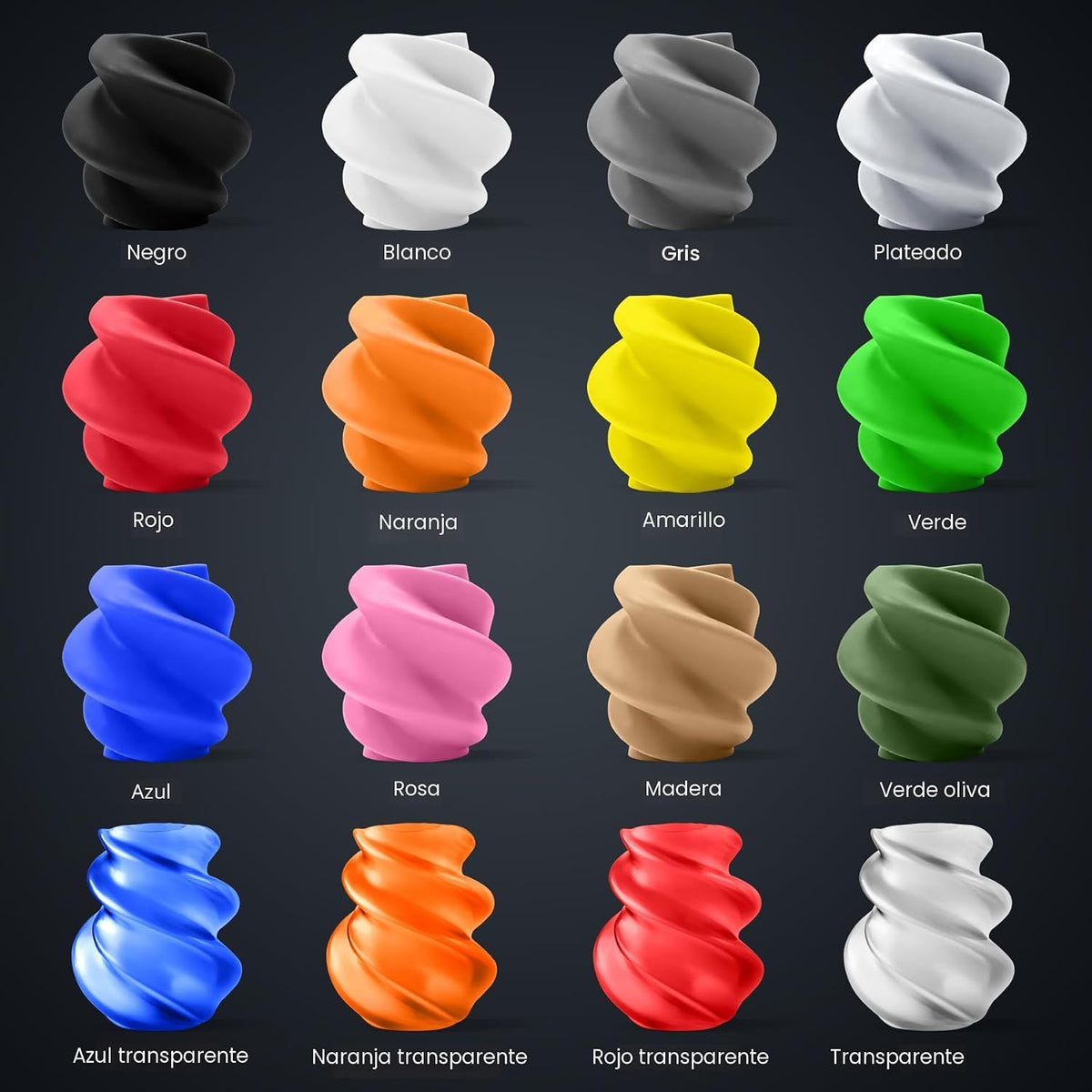 SUNLU Filamento PLA de 8.82 oz, paquete de 16 colores, multicolor |...