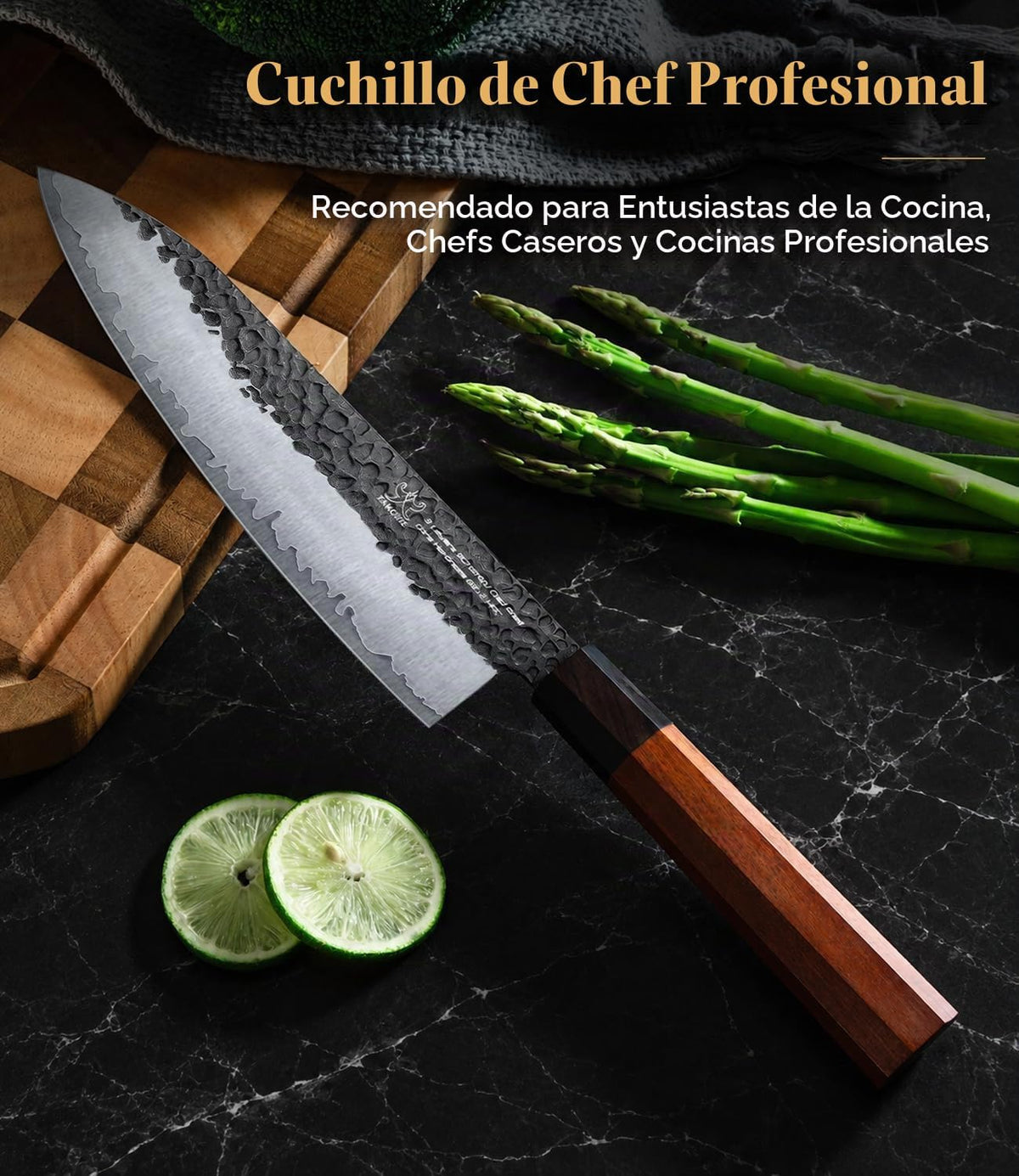 FAMCÜTE Cuchillo japonés de 8 pulgadas, cuchillo de chef profesiona...