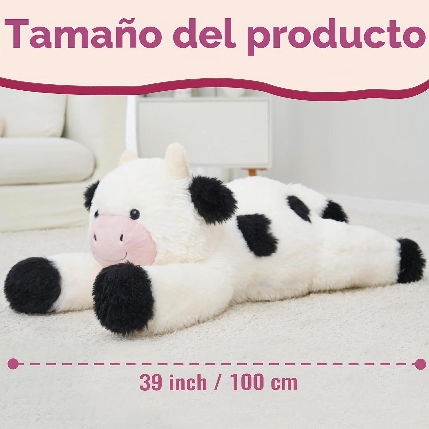 EEYQR Animales de peluche de vaca gigante, juguete de peluche grand...