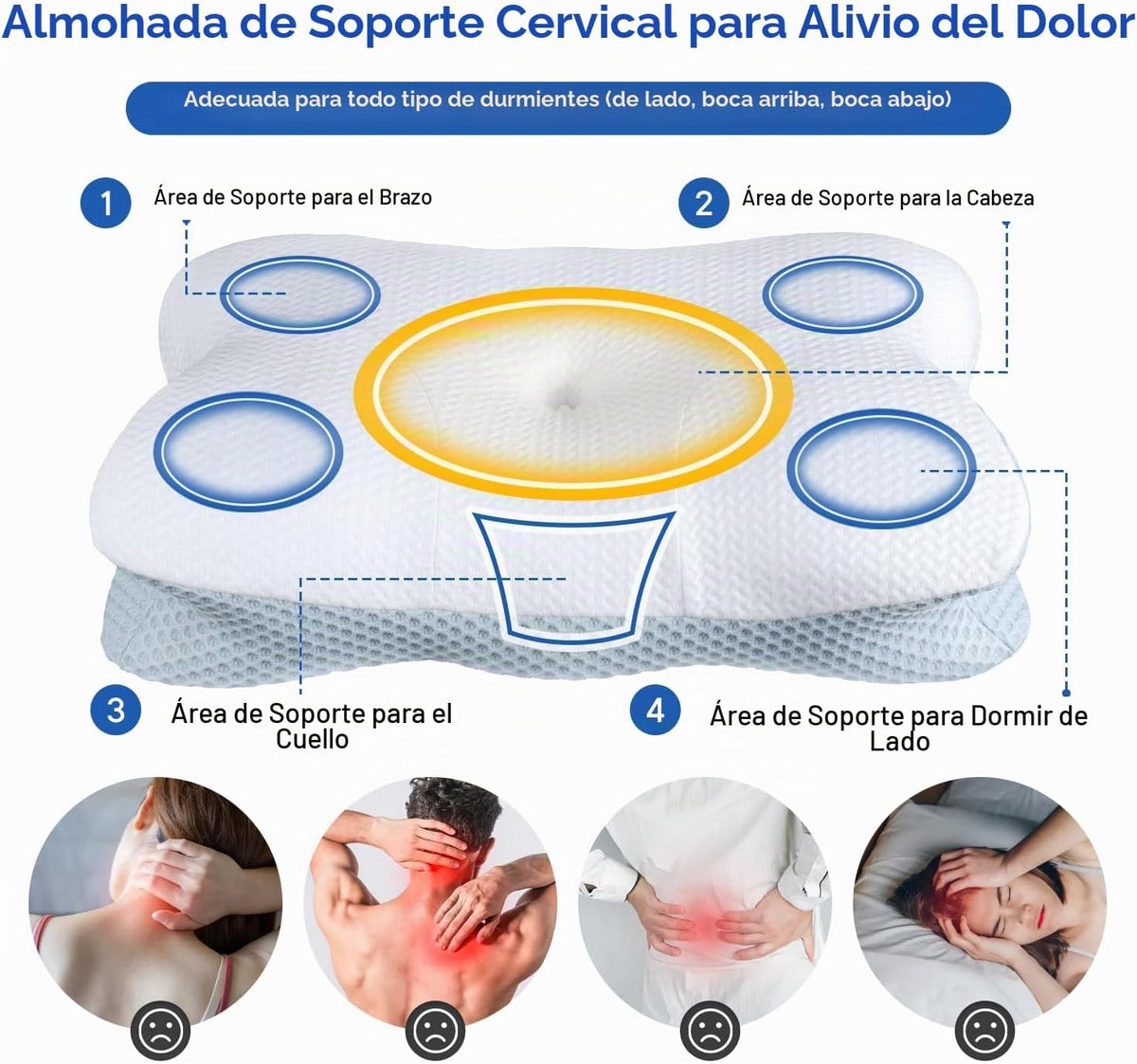 LALUCREATE - Almohada de soporte cervical para el cuello, almohada...