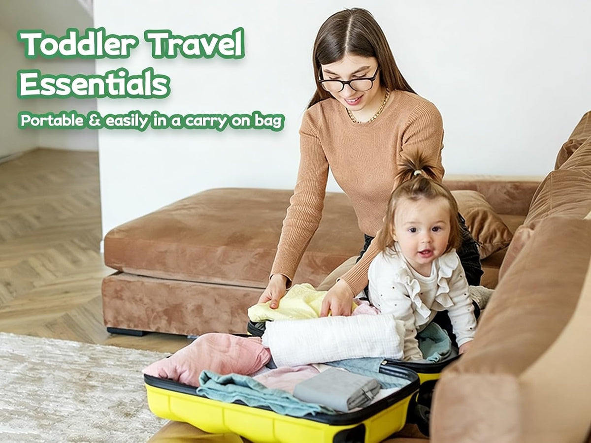 Cama de avión gris para niños pequeños, portátil, extensor de asien...