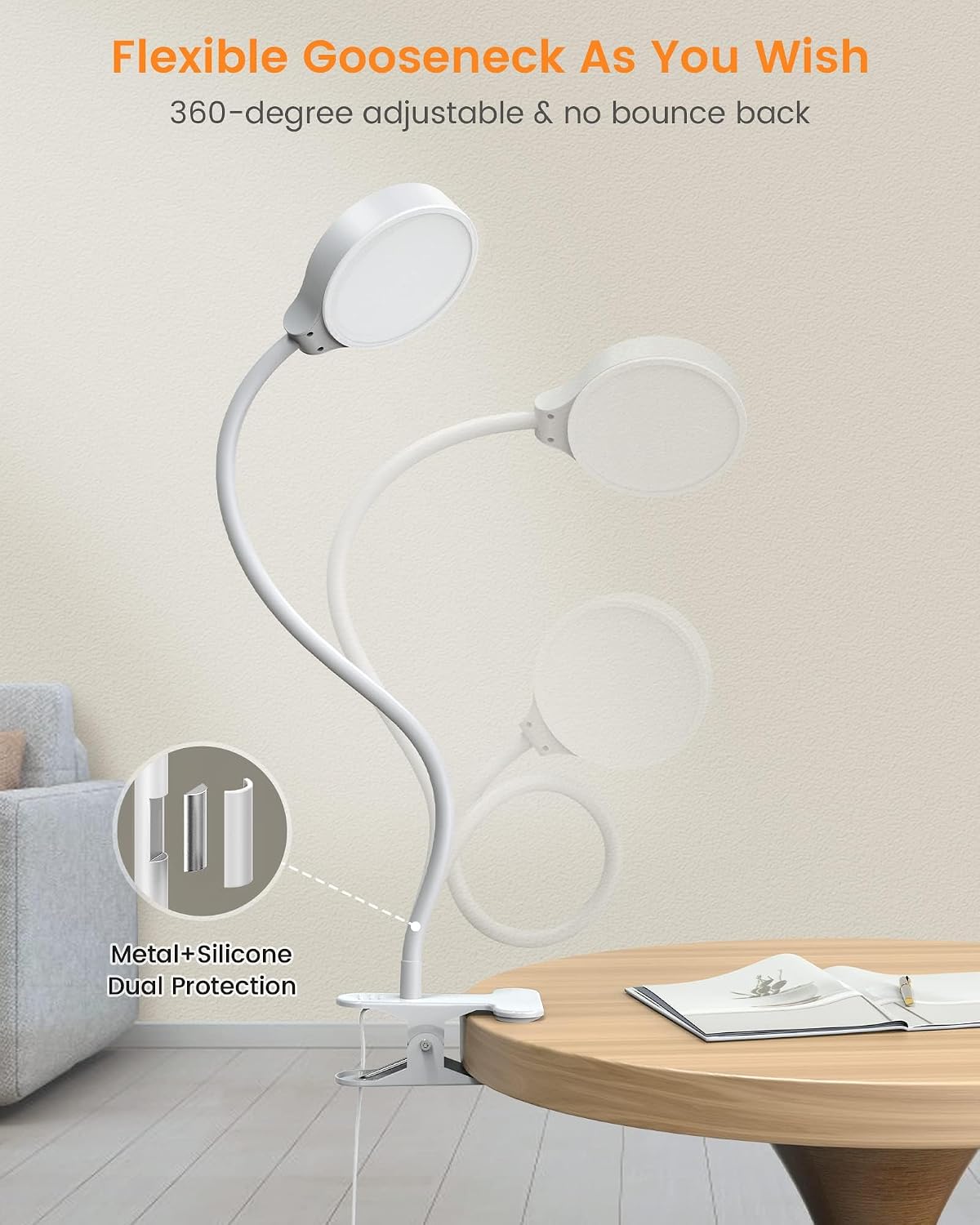 Glocusent Luz con clip y luz de libro para leer en la cama
