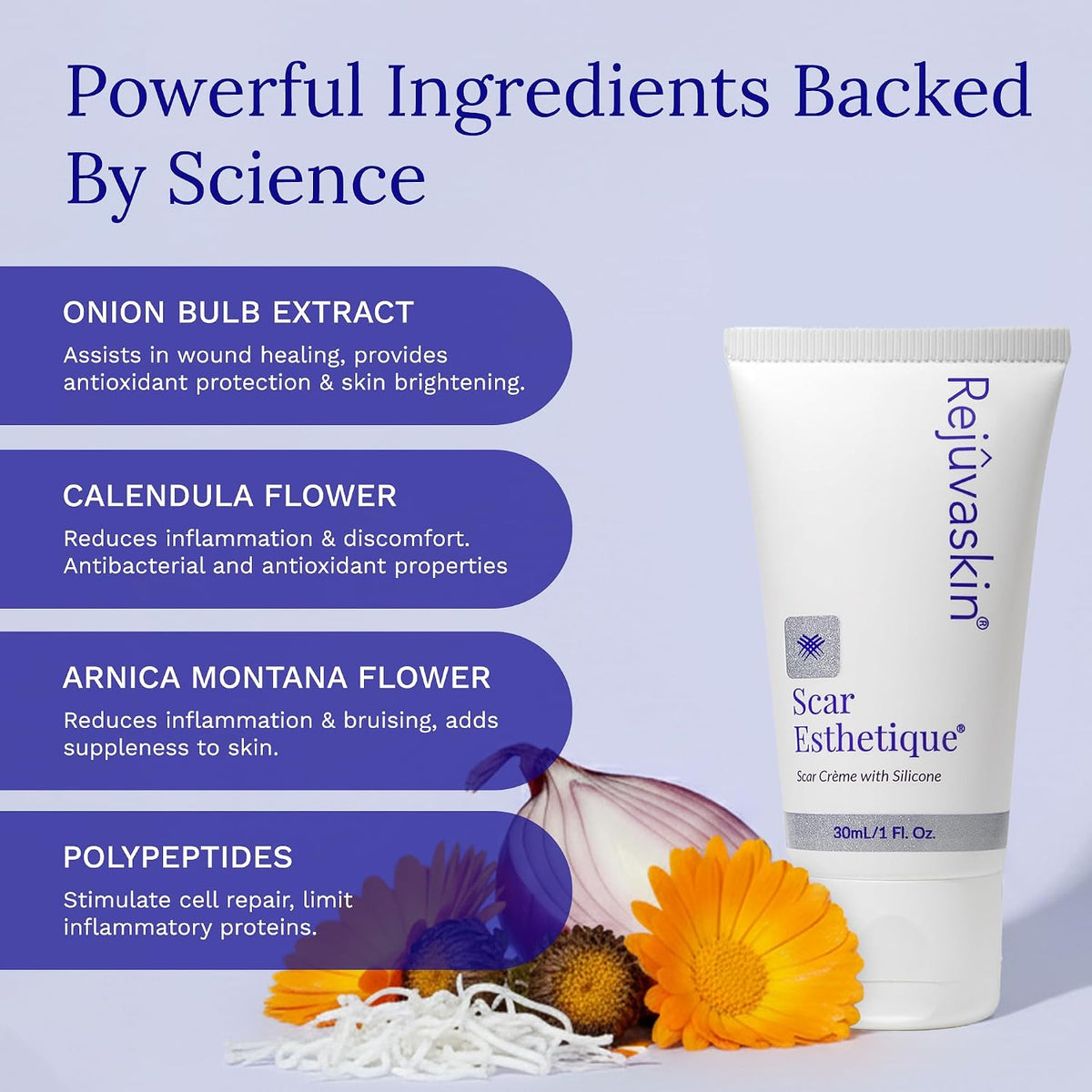 Rejuvaskin Esthetique Crema para cicatrices con silicona, 23 ingred...