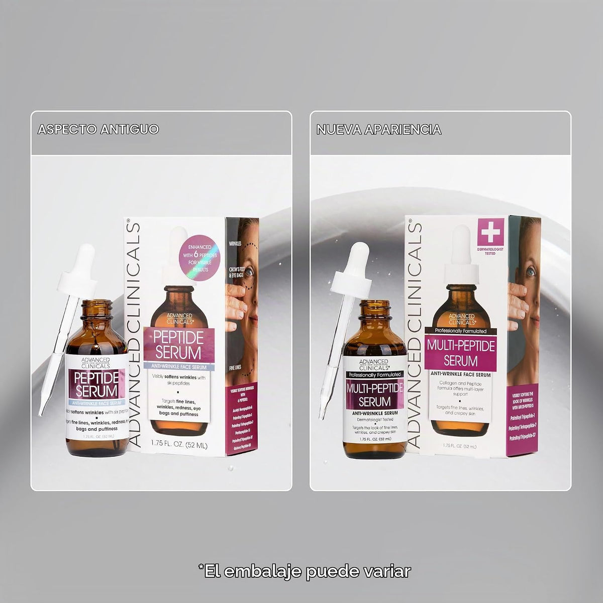 Advanced Clinicals Suero multipéptido para la cara | Suero facial d...