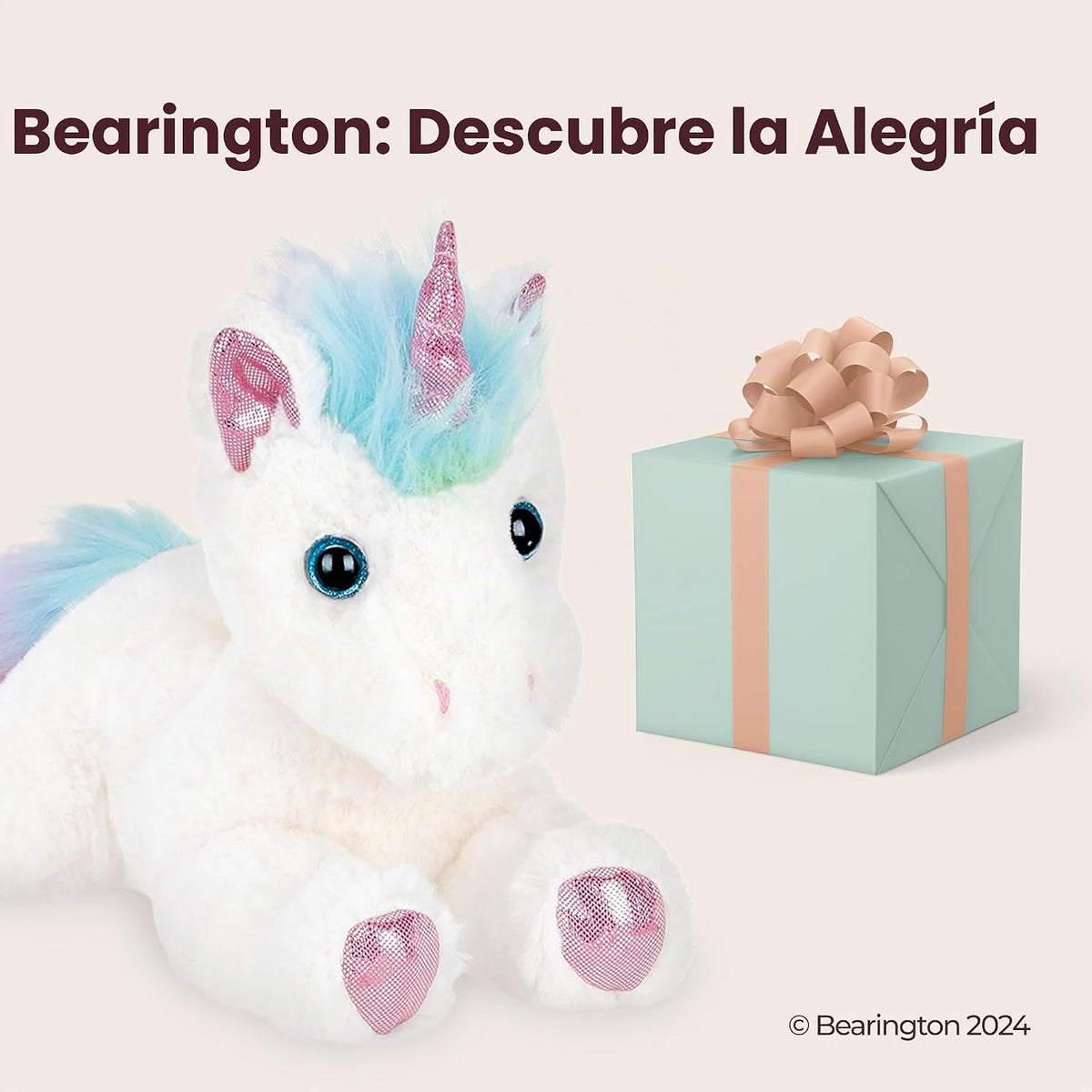 Bearington Rainbow Shimmers - Animal de peluche unicornio blanco es...