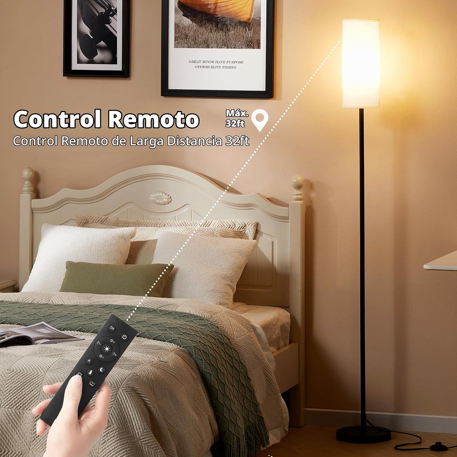 Ambimall - Lámpara de pie moderna para sala de estar, dormitorio y...