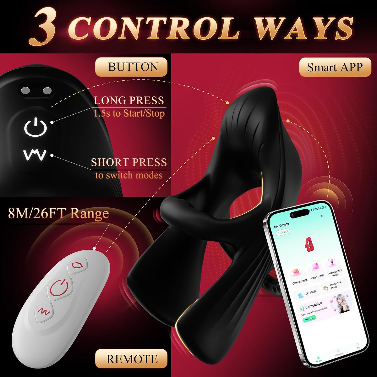 Anillo de pene vibratorio para adultos, juguetes sexuales para homb...